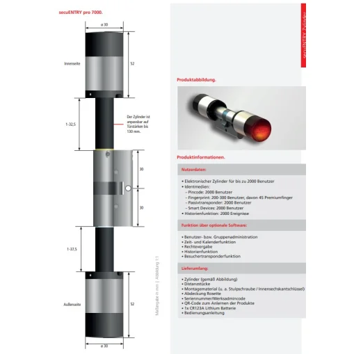 Burg Wächter secuENTRY pro 7000 cylinder