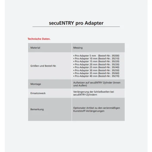 Burg Wächter secuENTRY pro adapter 5mm