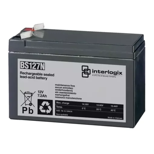 Batteri, 12 V, 7,2 Ah (kun til brandalarmsystemer 2010-1 og 2010-2, brug BS127N-A til alle andre anvendelser)