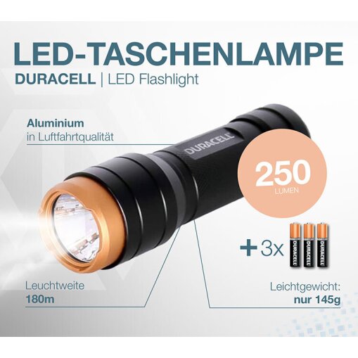Duracell 250 Aluminium LED-Taschenlampe