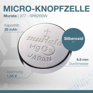 Murata 377 SR626SW Silberoxid Batterie | 10er-Box