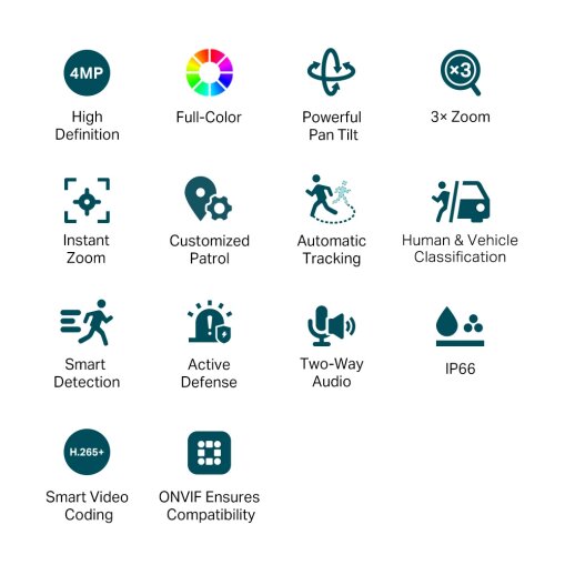 VIGI 4MP Outdoor Full-Color Dual-Lens Varifocal Pan Tilt Network Camera