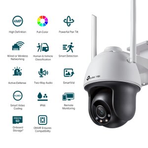 VIGI 4MP Outdoor Full-Color Wi-Fi Pan Tilt Network Camera